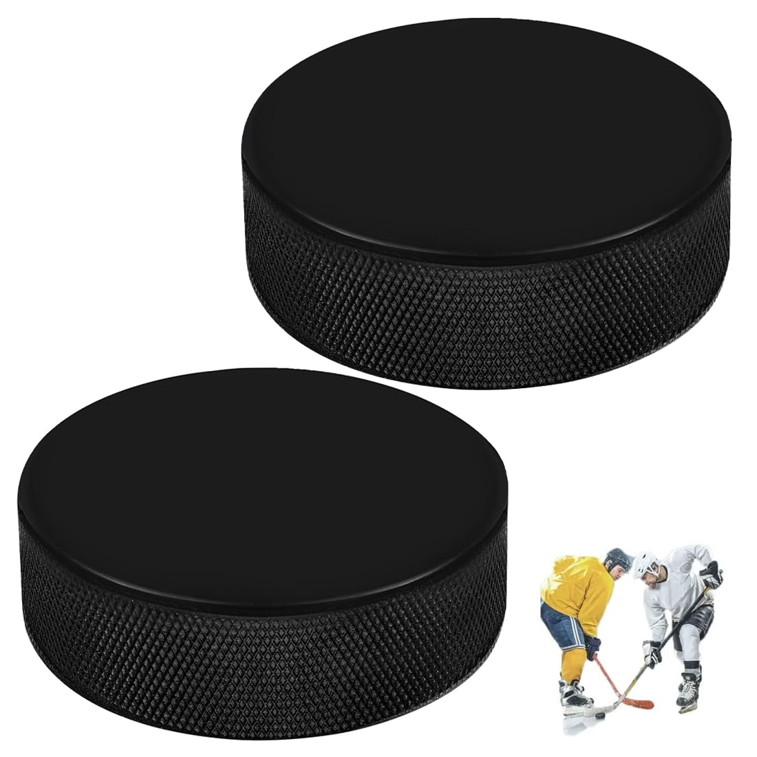 EIHI 2 Pièces Pucks de Hockey de Pratique,Diamètre 3 Pouces/Épaisseur 1 Pouce,Légères Rondelles de Hockey en Mousse pour Entraînement et Entraînement Classique,Intérieur et l'extérieur(Noir)