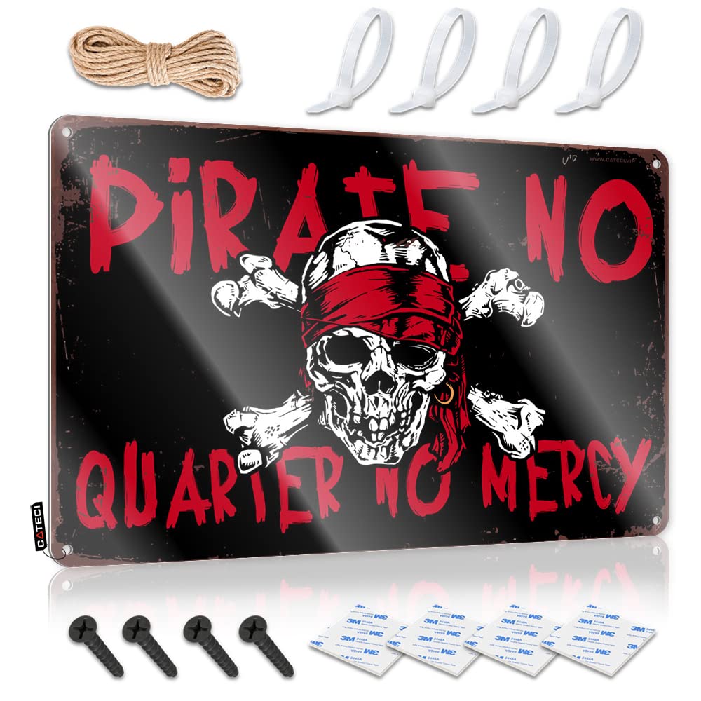 Cave Man Bar Pirate No Quarter No Mercy Tin Sign Bar Man Cave Decor Man Cave Decor And Accessories(20X30CM)