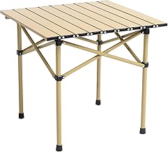 アウトドア 折り畳みテーブル キャンプ テーブル メタル 超軽量 ロールテーブル BBQ ハイキング ビーチ (Yellow)