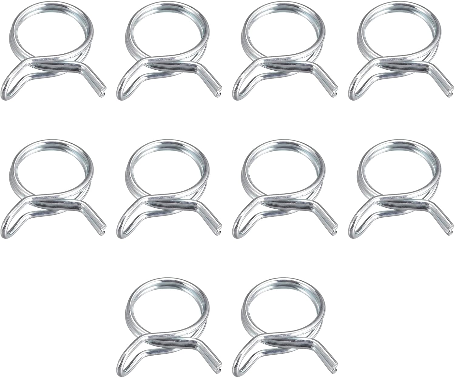 uxcell Double Wire Spring Hose Clamp, 10pcs 65Mn Steel 12mm Inner Dia