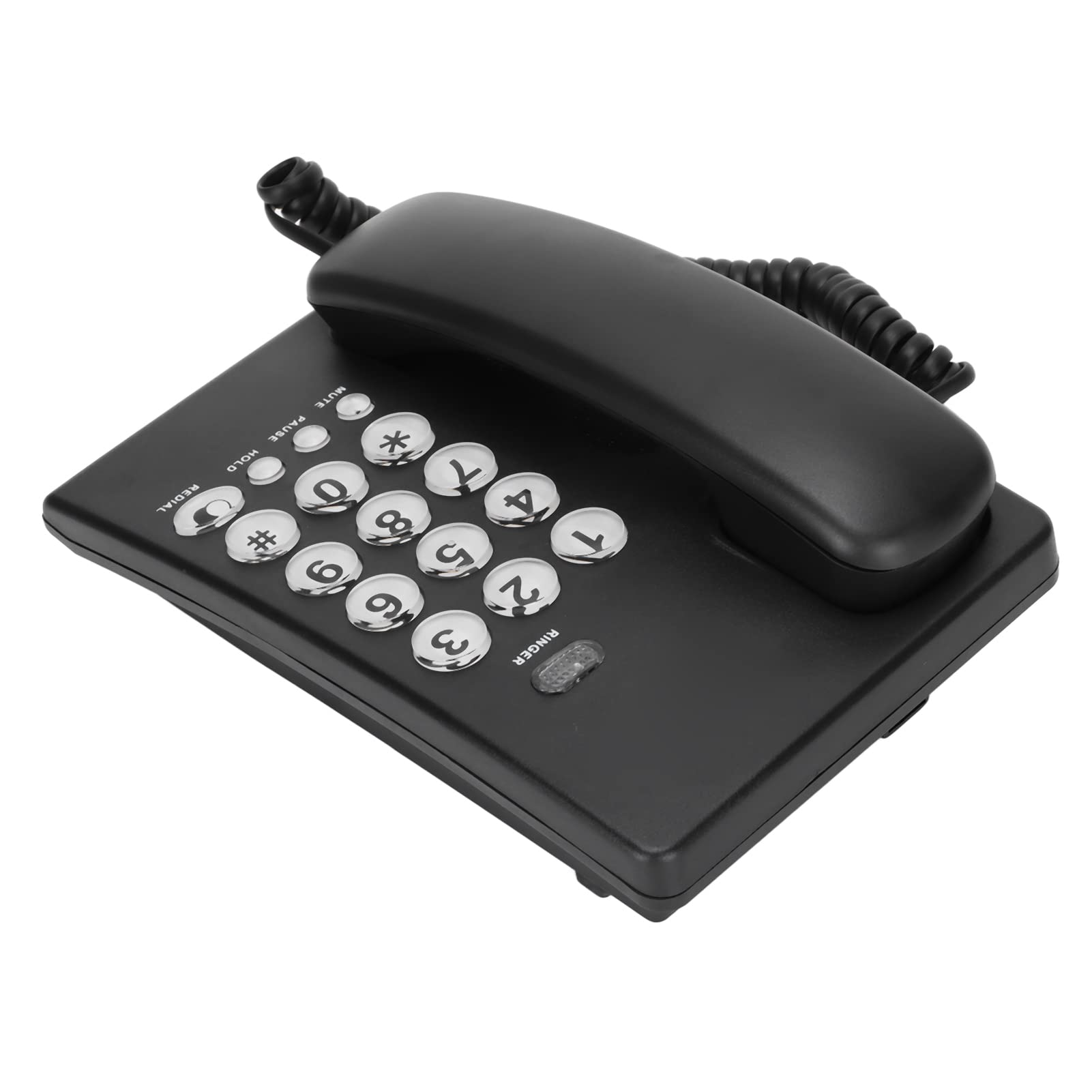Desktop-Schnurlostelefon mit Großer Taste Festnetztelefon mit Großem Volumen Kabelgebundenes Telefon für das Home Office Hotel (Schwarz)