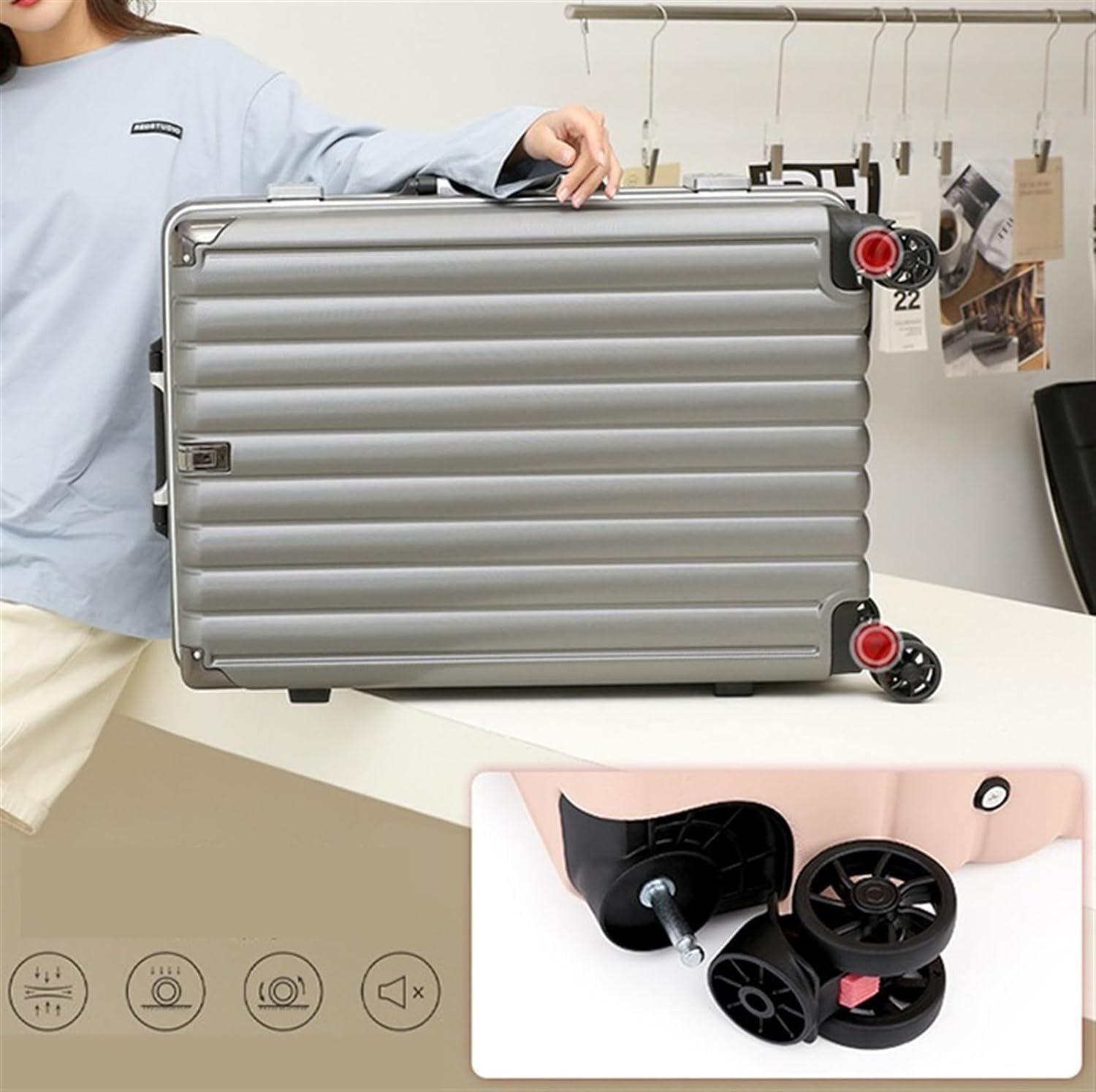 Maleta Maleta con contraseña, Maletas con Palanca Ajustable, Equipaje Duro de Gran Capacidad, Maletas Unisex con Ruedas, tamaño de Transporte Bolsas de Viaje