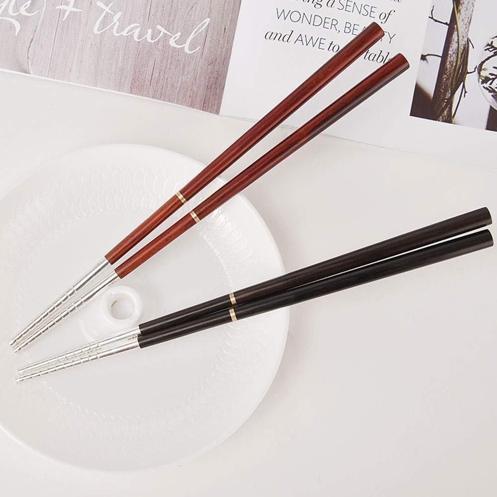 ZD-DZ Chopsticks-Sandalwood / 999 Full Silver Silver, Chinese Premium Gift Chopsticks, 2 Pairs, Foldable Design, Non-Slip (Length: 22 cm), Delicate Hand