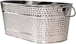 Balde de gelo oval galvanizado para banheira de bebidas, portátil, baldes de bebidas de metal, baldes de cerveja para cerveja, vinho, bar de resfriamento, hotel/1789