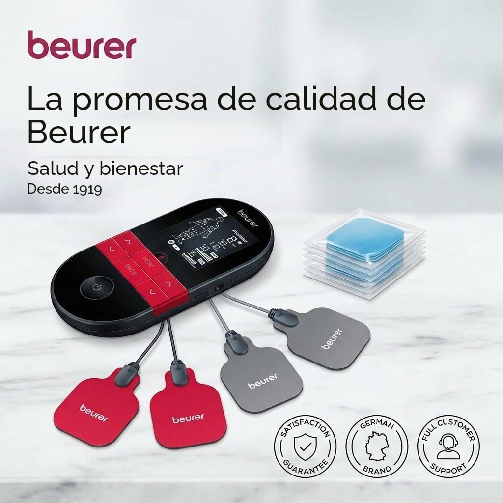 Beurer EM 59 Heat Gel-Pads, juego de recompra con 8 almohadillas de gel autoadhesivas para utilizar con el TENS/EMS digital EM 59 Heat, tamaño: 45x 45 mm