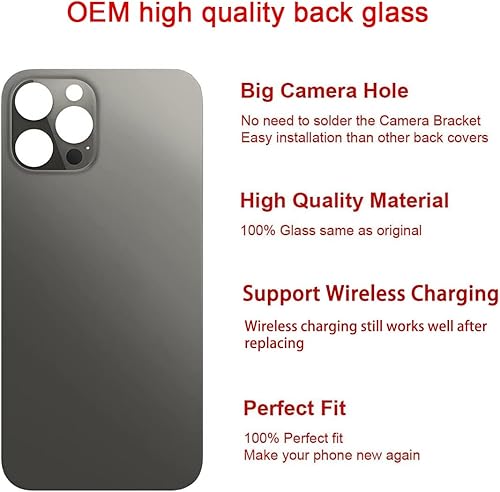 Miniatura 3 de Reemplazo de cristal trasero (grafito) compatible con iPhone 12 Pro Max de 6.7 pulgadas, todos los portadores con adhesivo preinstalado y kits de