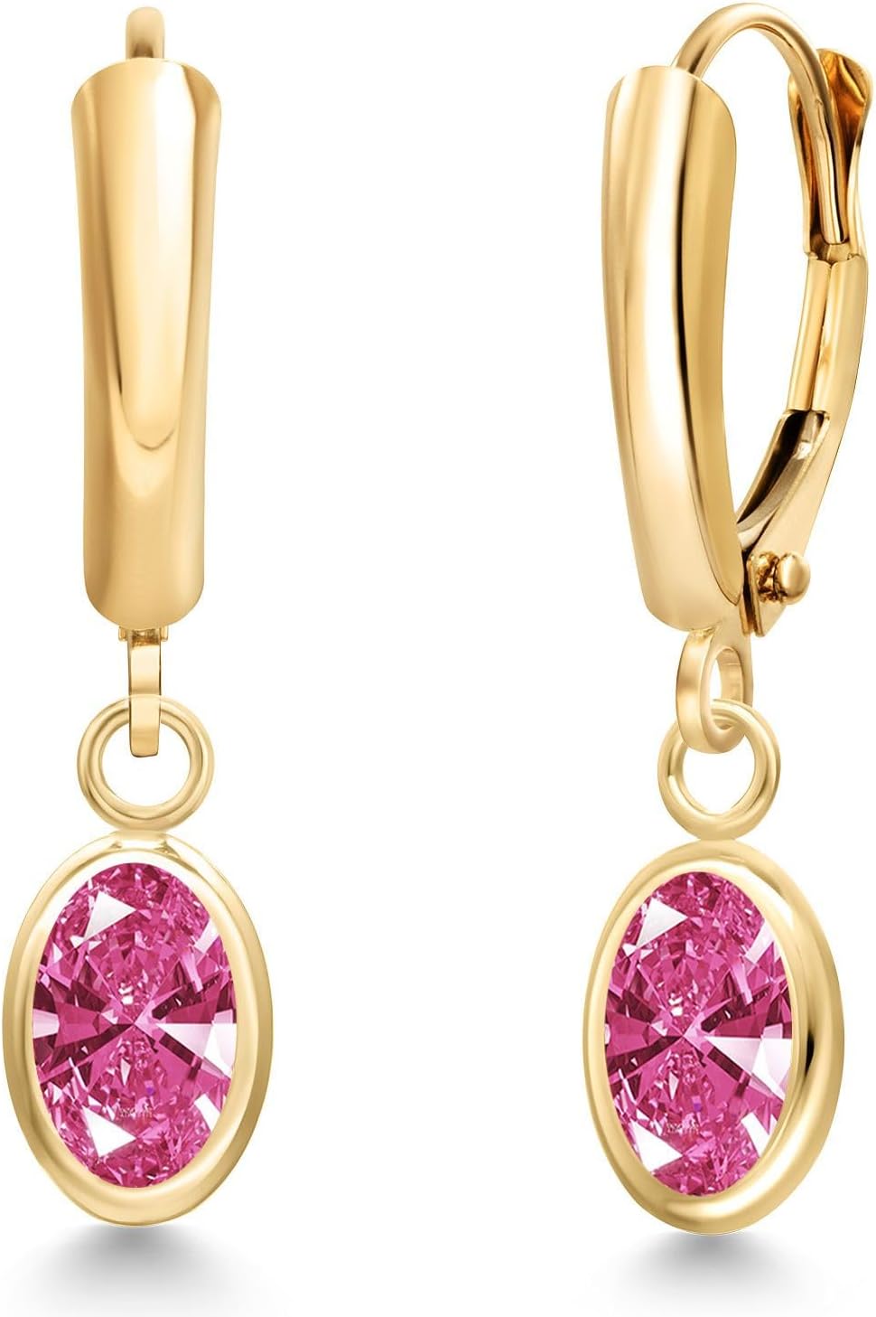 Gem Stone King Pink 14k Yellow Gold Earrings Set with Zirconia