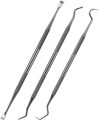Hotop 3 piezas de raspador dental y raspador de dientes de acero inoxidable de doble cabeza herramienta de eliminación de tarter raspador de dientes