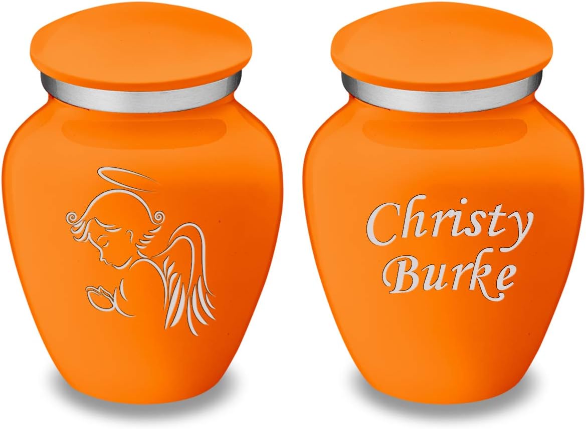 Geturns Embrace Keepsake Personalized Angel Cremation Urns for Human Ashes I Racing Blue Funeral Urn for Men and Women with Double Side Engraving I 3.5 lbs