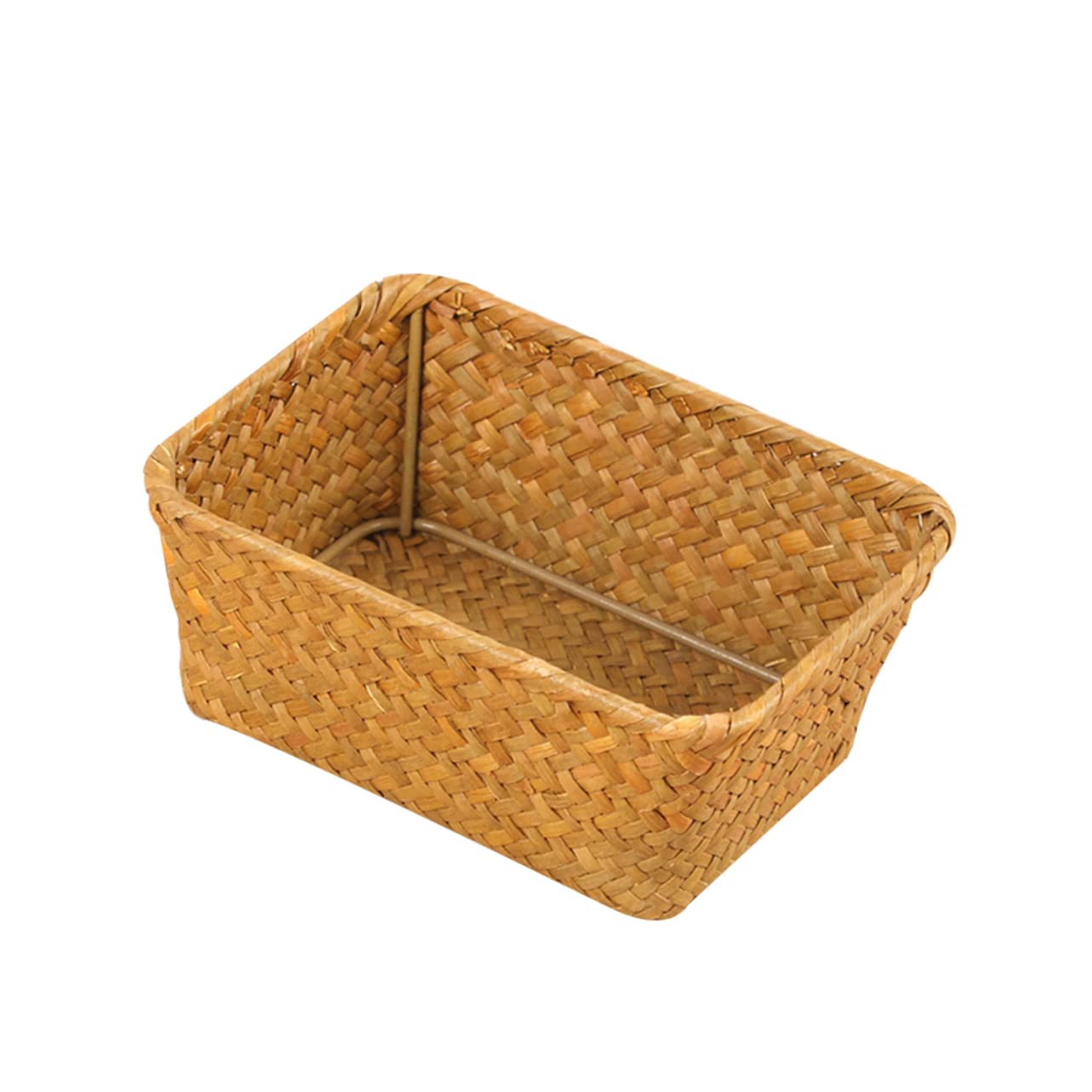 BESTYASH Handmade Rattan Woven Storage Box Portable Desktop Basket for Tea Snacks Dried Fruits Lightweight Design for Home Organization S