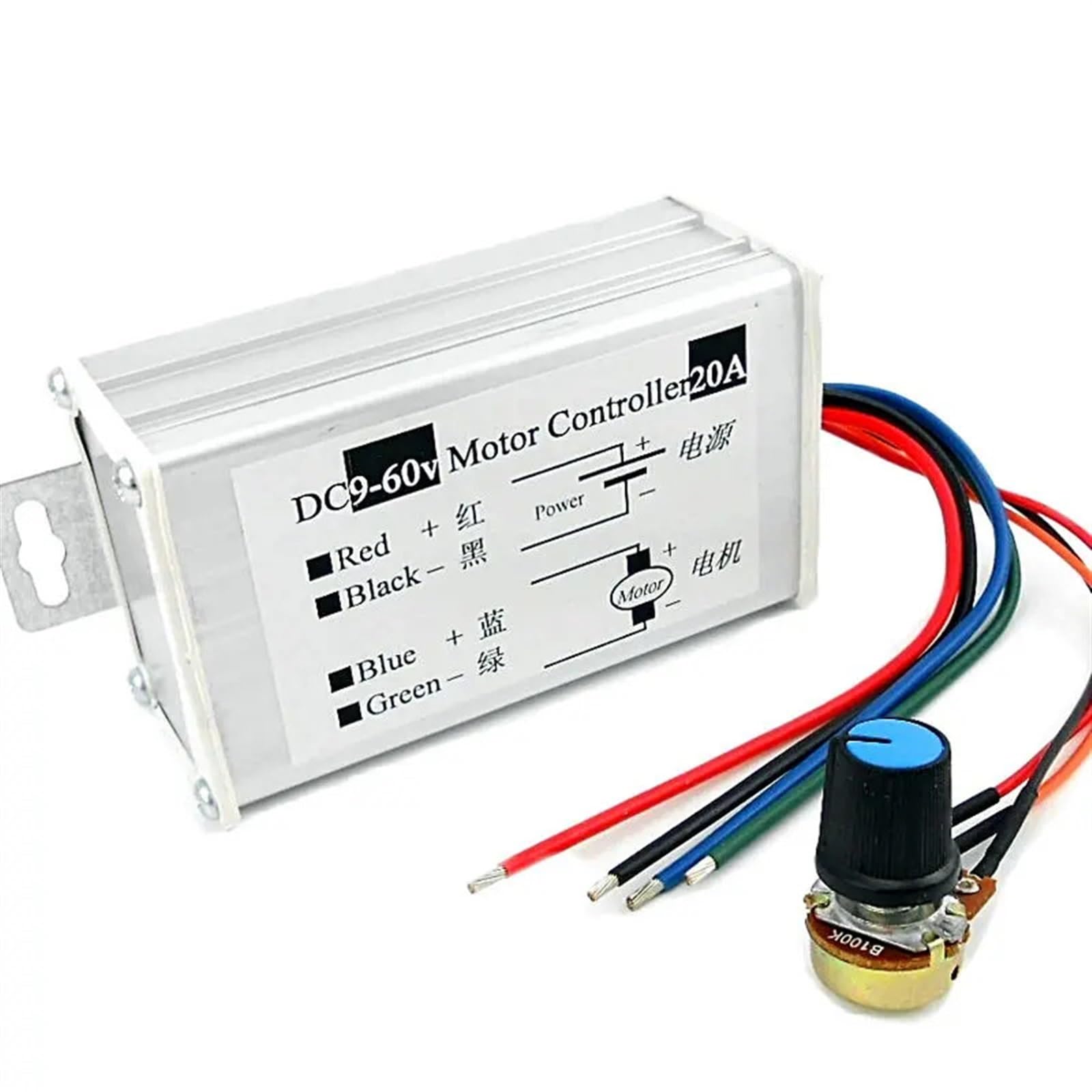 Controlador de Velocidad Continuo del Motor PWM DC 12V 24V 60V MAX 20A Modulador de Ancho de Pulso Interruptor de regulación de Velocidad del Motor