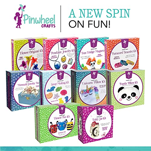 Pinwheel Crafts Magnetic Tile Art Kit Ages 6-12+ Years - Paint Your Own Magnetic Mini Tiles Includes 12 Tiles, Magnets, 8 Paints, Brush, Googly Eyes - DIY Magnet Making Kit for Kids