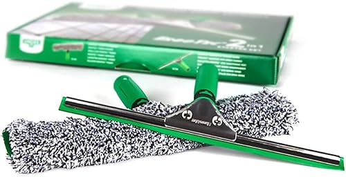 Unger AK011AUNGER ErgoTec - Kit de iniciación de limpiador de ventanas 2 en 1, escobilla de goma y funda de microfibra para lavadora eléctrica,