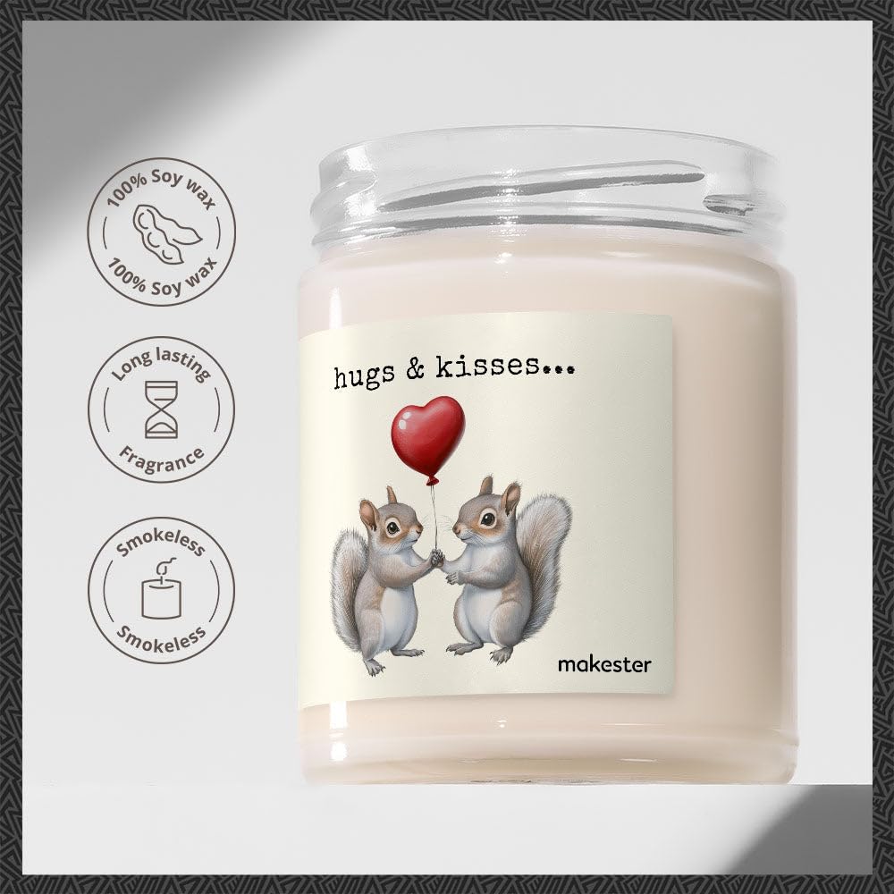 Squirrel Gifts - Luxury Soy Wax Candle - Vanilla, Jasmine, Sugared Almond - Makester, White, 220g - Image 2