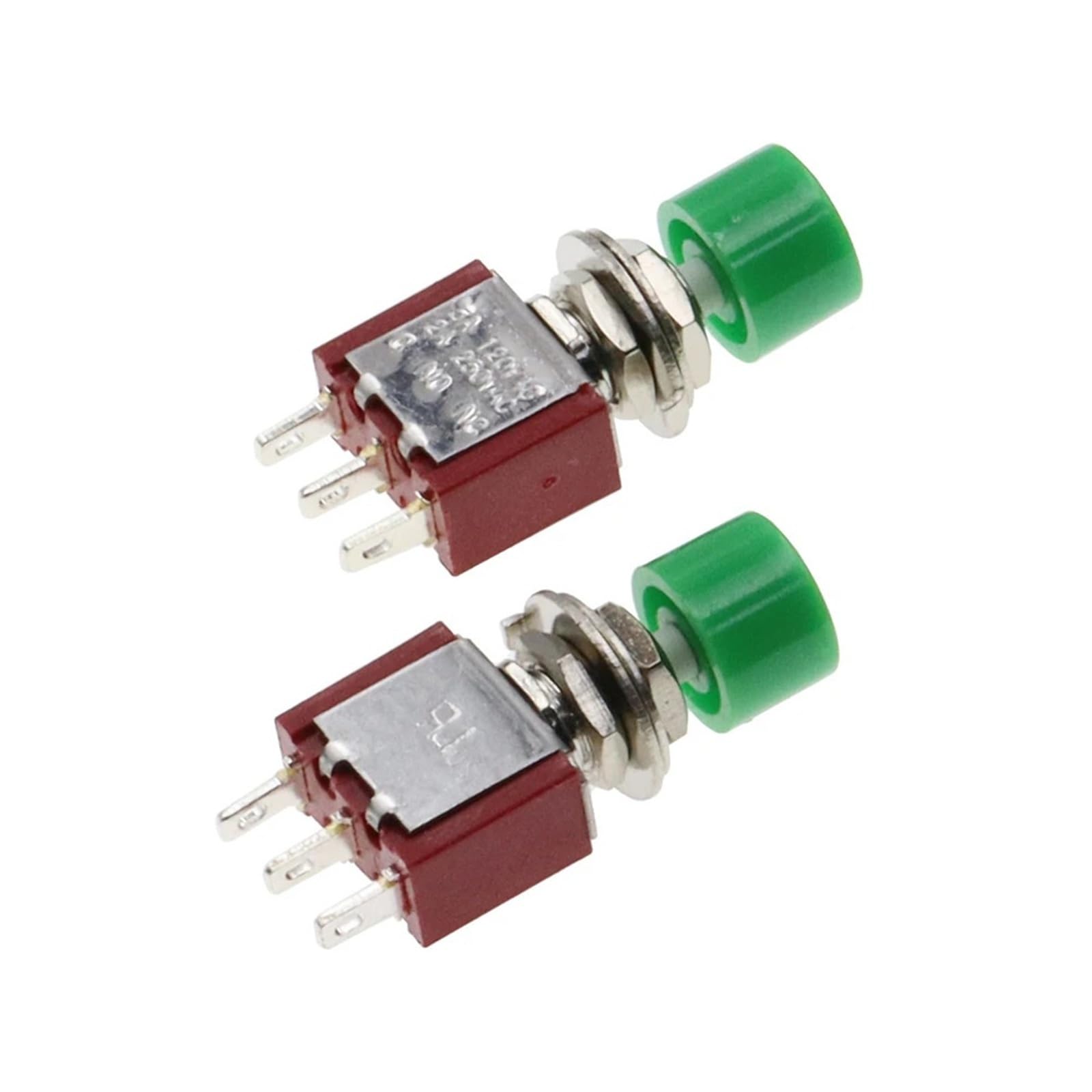 3Pin C-NO-NC 6MM Mini Momentary automatyczny powrót Push Button Switch ON-ON 2A 250VAC/5A 120VAC 3 szt. (zielony)