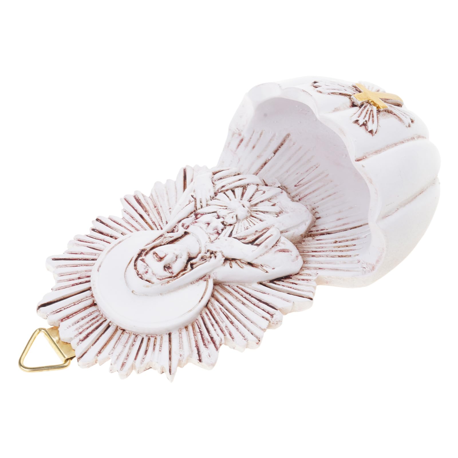 Kalttoy Sacred Resins Holy Water Font Holder Box Religious Sculpture Wall Hanging Ornament for Home Entrance Decors Spiritual Holder