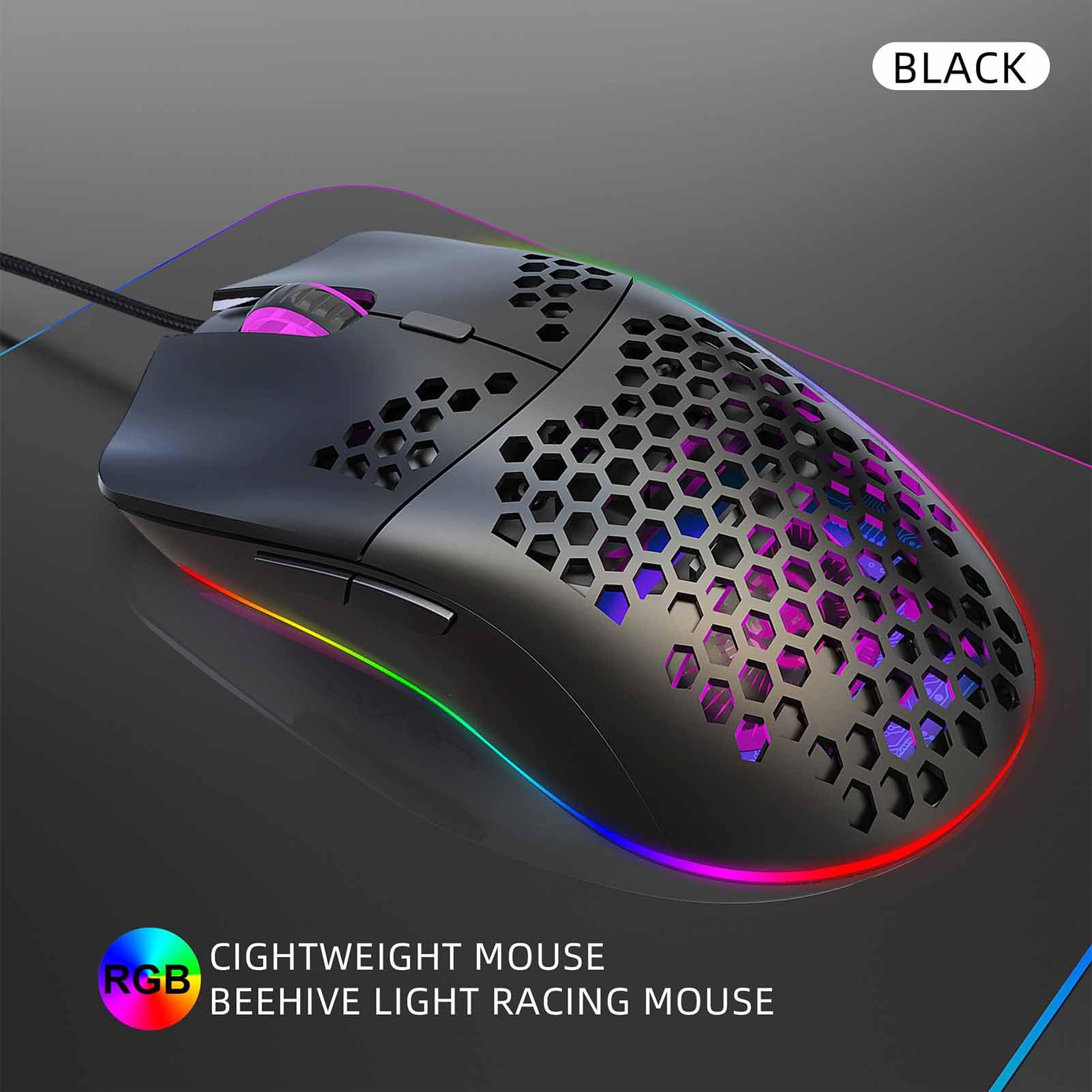 Garsent Tastiera da Gioco Meccanica e Combinazione di Mouse Modello, Retroilluminato RGB Cablato 61Key Anti Ghosting Honeycomb Gaming Mouse 6400 Dpi Ergonomic per i Giocatori di PC (insieme nero)