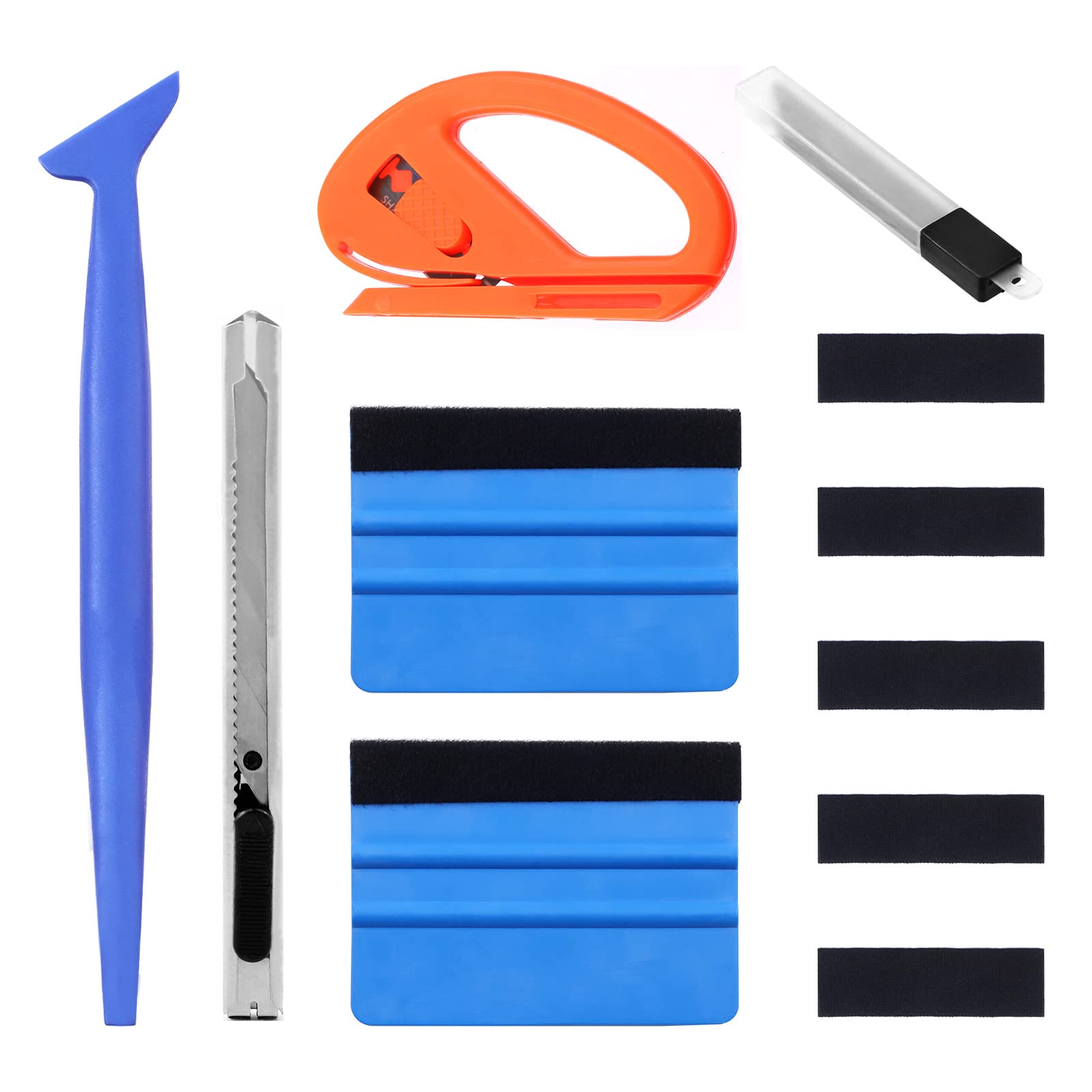 Tanstic 20Pcs Vinyl Wrap Squeegee Kit, Include Felt Squeegee, 9mm Utility Knife with Snap-Off Blades, Micro Squeegee and Vinyl Cutter, Vinyl Wrap Window Tint Film Tool Vinyl Wrap Tool for Car Wrapping