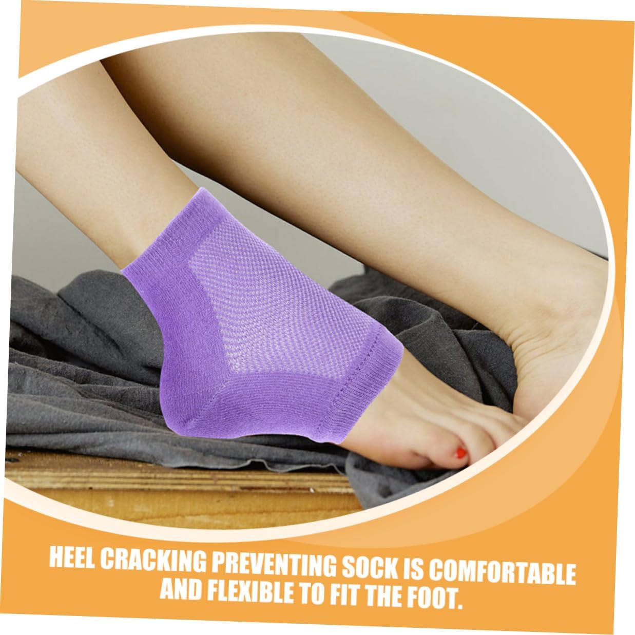 4 Pairs Washable Elastic Gel Heel Socks Moisturizing Foot Sleeves for Women Reusable Breathable Foot Care Socks for Cracked Heels