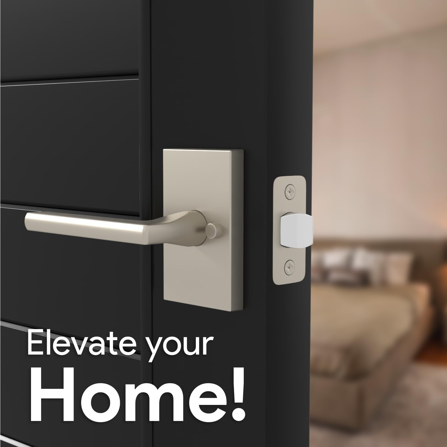 Mega Handles Glamor Privacy, Lever & Lock Door Handle Set for Hallway, Closet and Bathroom, Keyless Lock, Heavy Duty Door Levers, Fits All Standard Door Sizes, Screws Included - Satin Nickel (1 Pack)