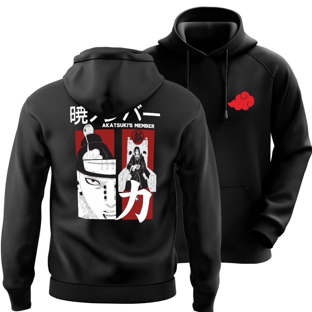 DUDEMENaruto Akatsuki Trio Unisex Anime Hoodie for Men & Women 100% Cotton Naruto, Jujutsu Kaisen, Goku, Gojo, Bleach Anime Printed Hoodies