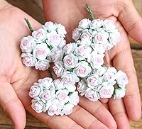 Vista 1 de 50 mini rosas de papel de morera hechas a mano, 0.709 in, flores de papel de morera, álbumes de recortes, boda, manualidades, bricolaje