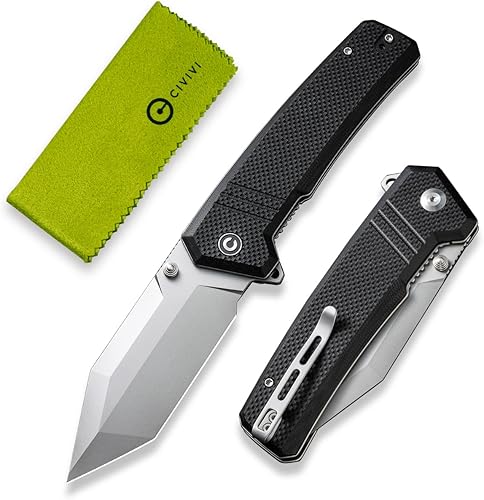 CIVIVI Navaja de bolsillo para EDC, cuchillo plegable Bhaltair Tanto de 3.98 pulgadas, 14C28N Blade G10, cuchillo de bloqueo de trazador de líneas