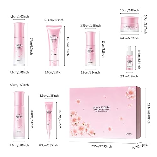 Miniatura 8 de JAPAN SAKURA - Juego de regalo de belleza para el cuidado de la piel con limpiador, tónico, loción, suero, crema de ojos, crema facial, kit de viaje