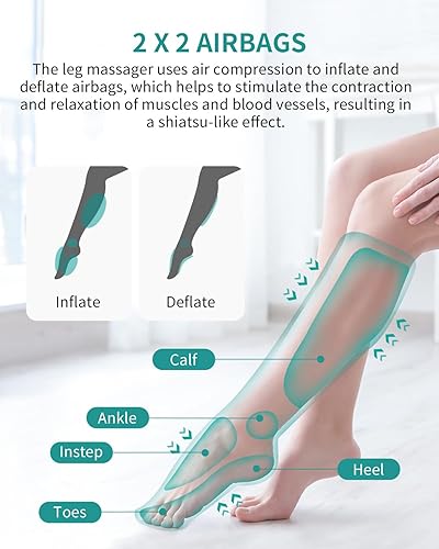 Miniatura 2 de Nekteck Masajeador de compresión de piernas para circulación y relajación, máquina de masaje de pies y pantorrillas elegible por la FSA, 2 modos, 3