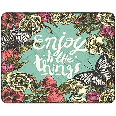 Boutilon Square Mouse Pad Non-Slip Rubber Gaming Mouse Pad with Stitched Edge in Lycra Cloth Surface 260x 210mm Mouse Mat for Computer, Laptop, Home, Office (Enjoy Little Thing Square) Cover