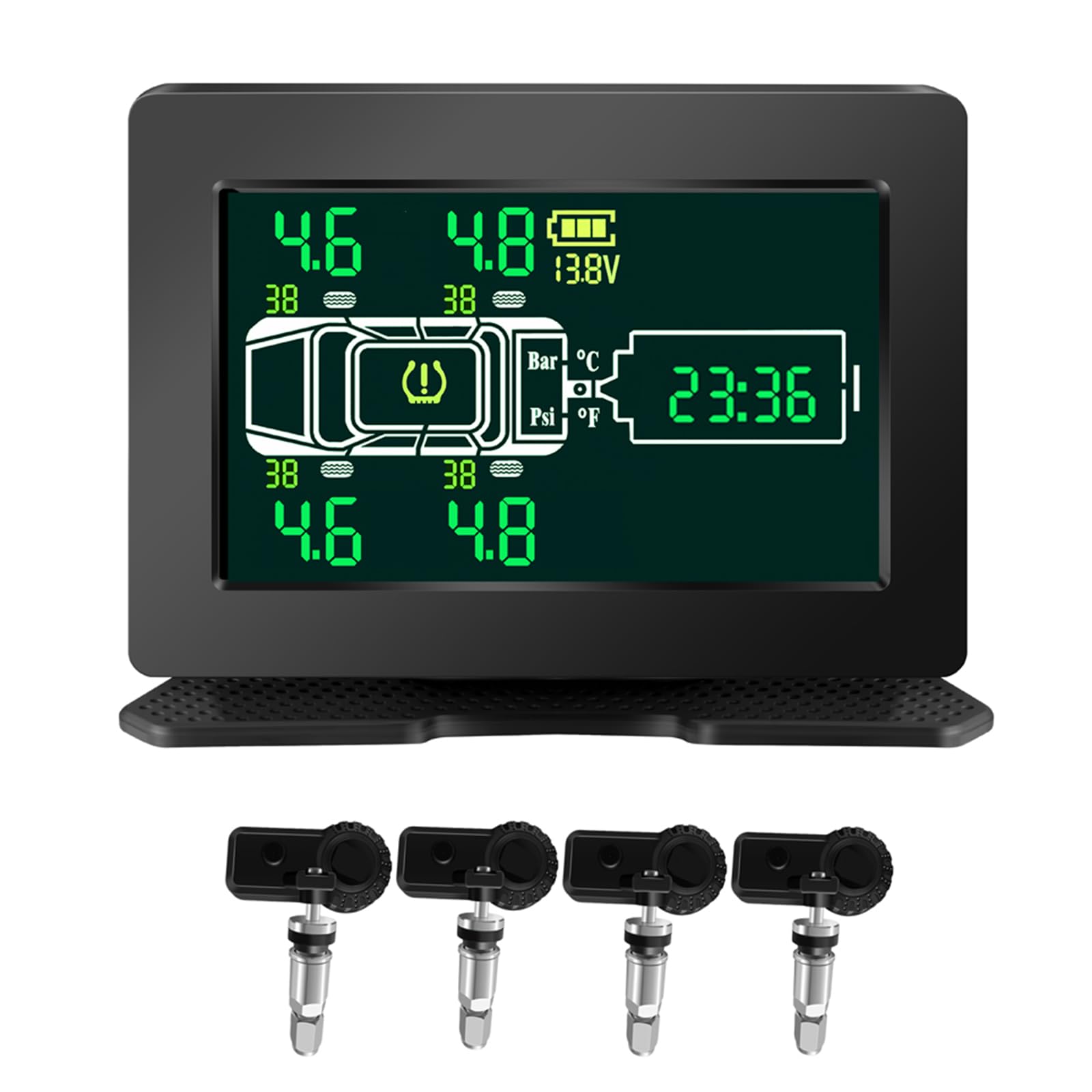 Monitor ciśnienia w oponach Max 8,0 bar, monitor temperatury w oponach, IP67, wodoodporne narzędzie do monitorowania ciśnienia w oponach samochodowych z czujnikami 4/6/8 i dużym ekranem, do