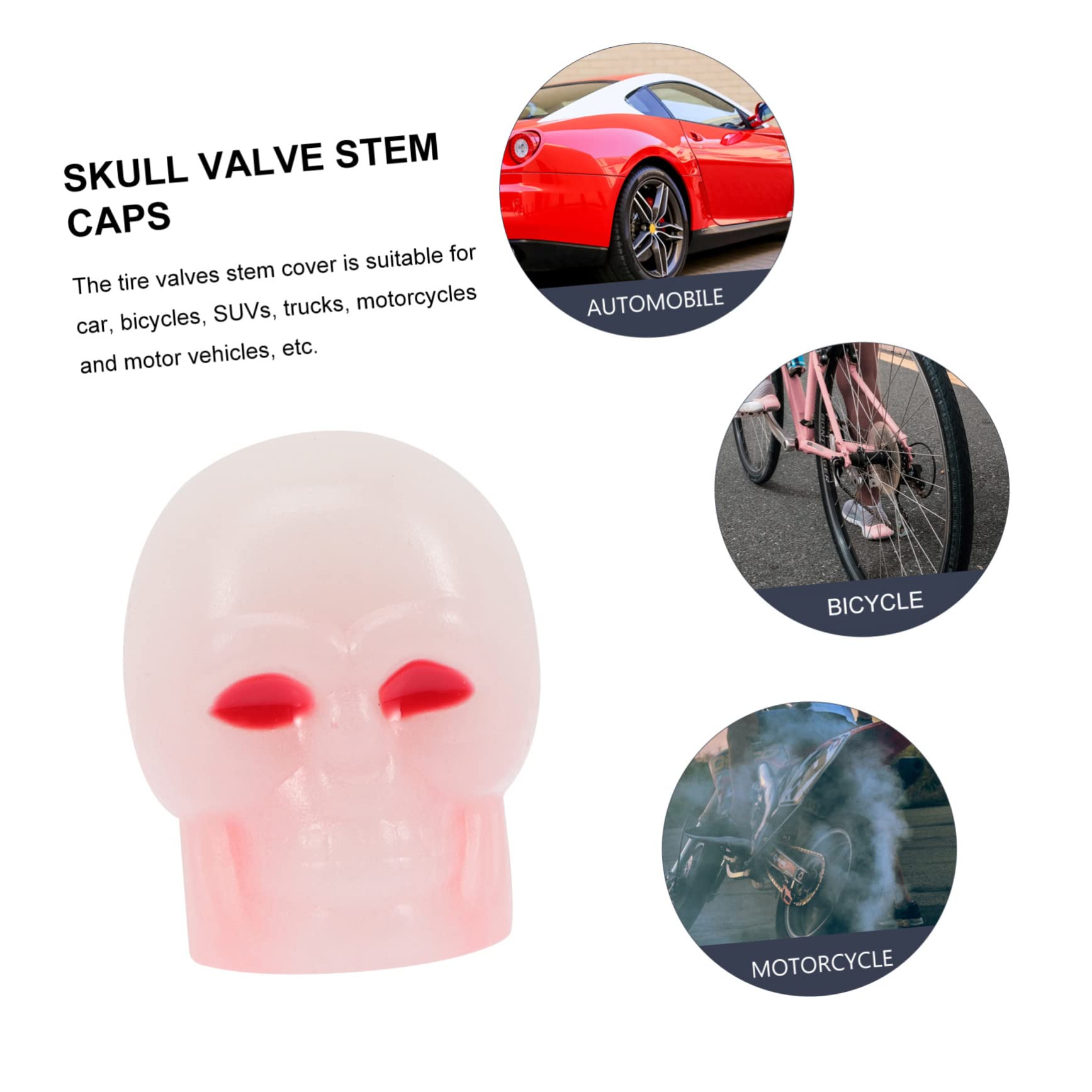 SOLUSTRE 160pezzi Tappi Valvola Fluorescenti Forma Di Teschio Per Auto Biciclette Facili Da Installare Design Unico e Durevoli Accessori Per Decorazione Veicoli