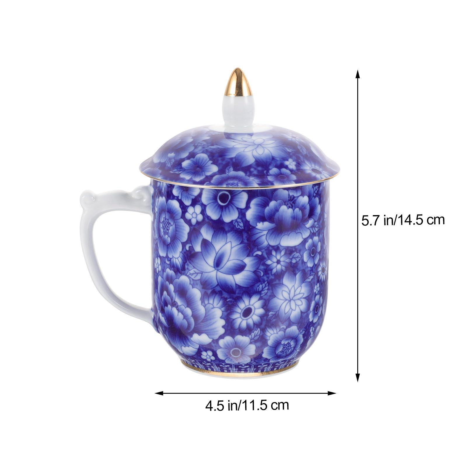 GALPADA Vintage Asiatische Teetasse aus Keramik mit Deckel und Glatter Oberfläche Eleganter Teebecher für Losen Tee für Büro und Outdoor Einsatz