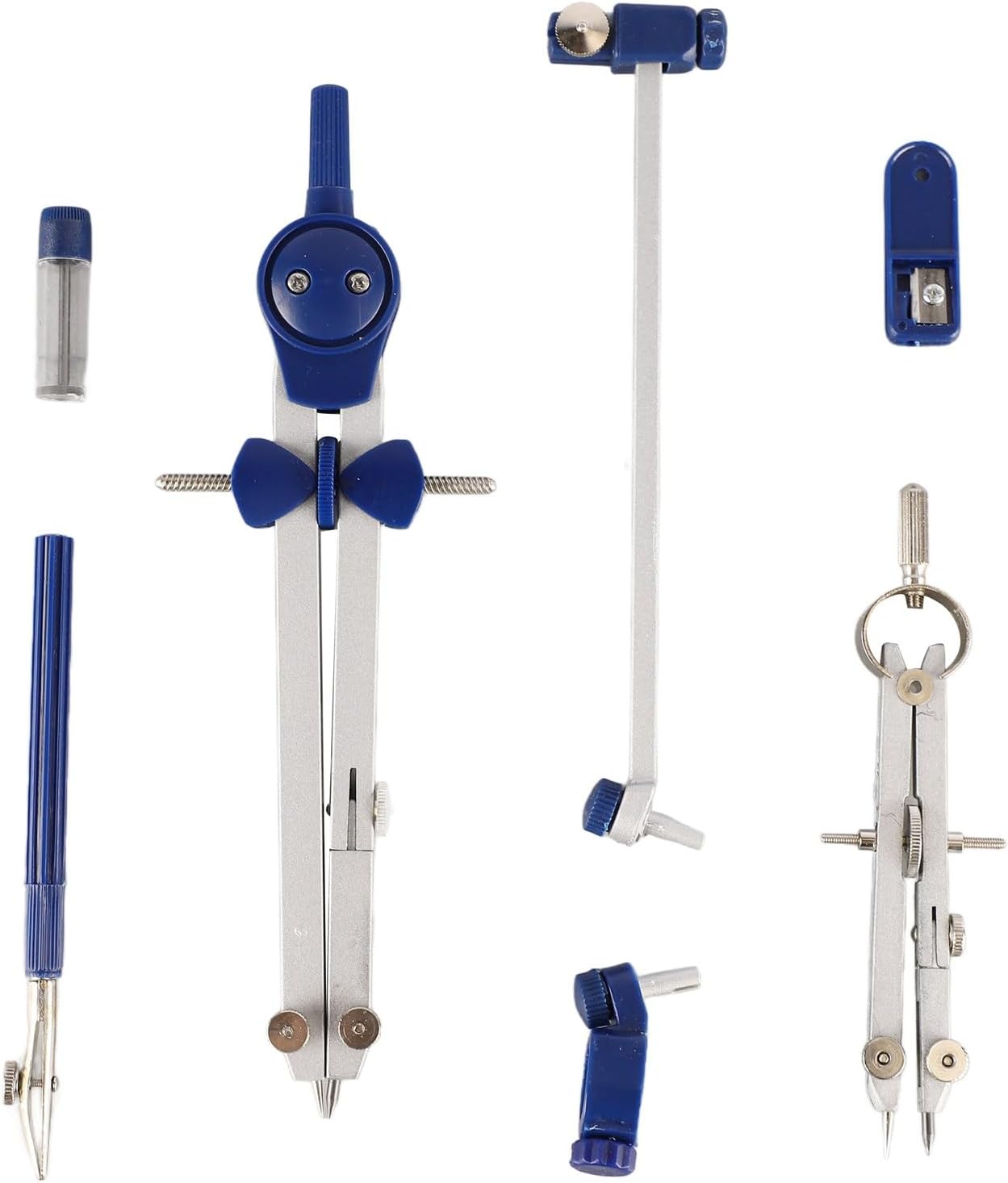 Tnfeeon 2 Pack Compass Geometry Set with 2 Professional Compasses and Extension Beam, for Math Drafting and Engineering Drawings