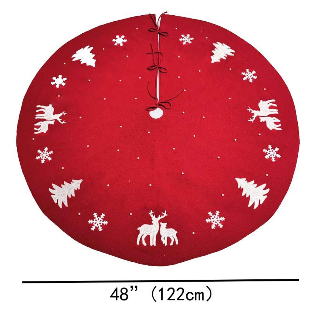 Tappeto sottostante Decorazione per albero di Nata Gonna for albero di Natale in maglia con stampa floreale da 48 pollici for casa, ufficio, feste, interni ed esterni