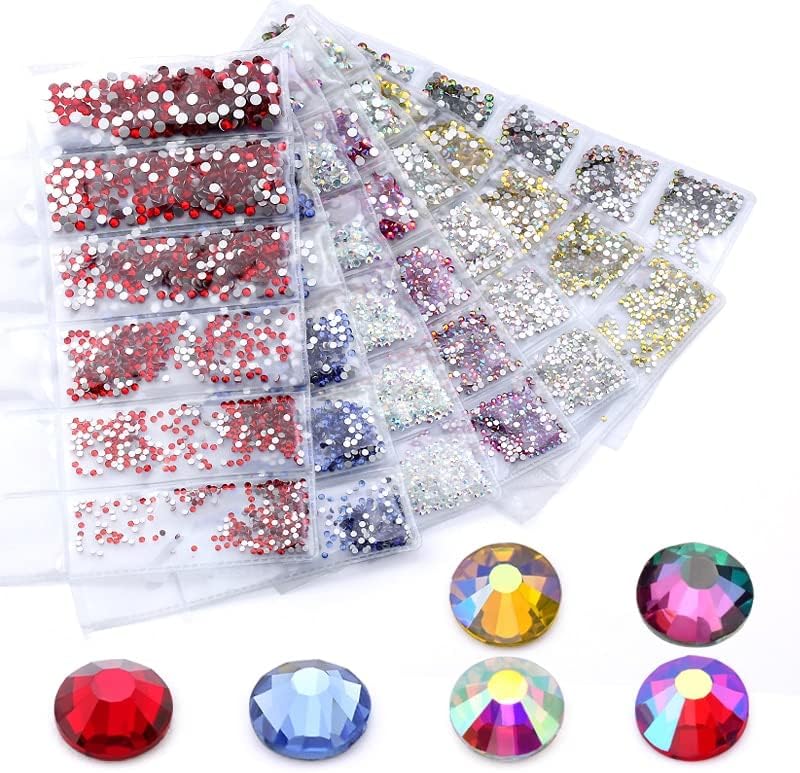 Mix Sizes Ss4-Ss12 Colorful 1680Pcs 3D Non Hotfix Nail Art Flatback Rhinestones Decorations Dancing Costumes