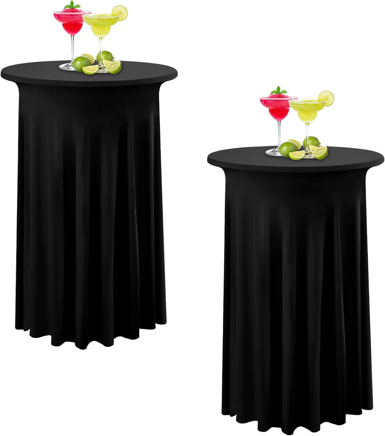2 Pack Black Round High Top Highboy Table Cloth 32inch×43inch Wrinkle