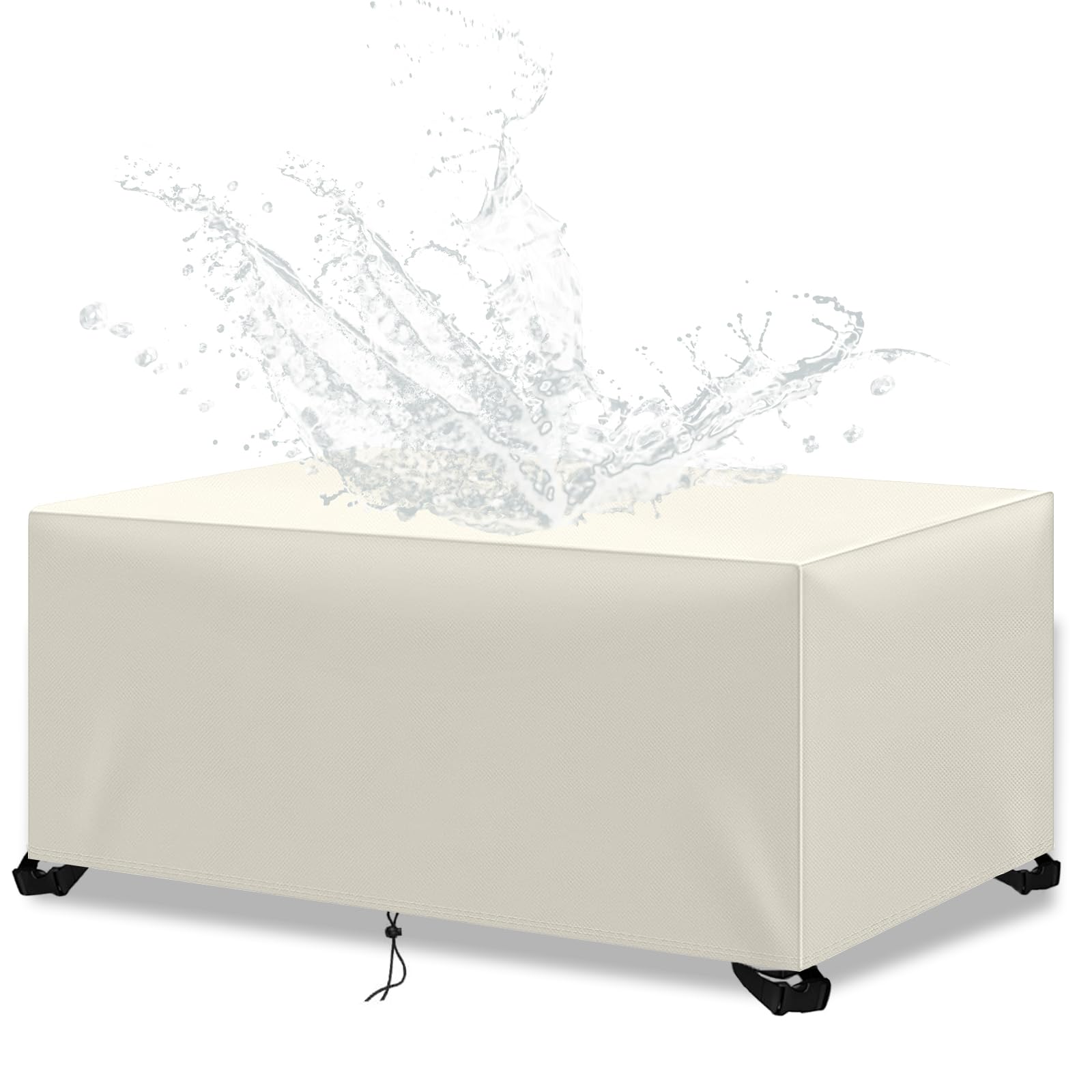 Garden Table Covers Waterproof, Outdoor Patio Coffee Side Table Covers, PU Coating UV Resistant Rectangular Patio Table Cover, 420D Heavy Duty Square/Rectangular Outdoor Furniture Cover, 300x120x100cm
