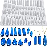 ResinWorld 41 Paired Stud Earrings Silicone Molds - Teardrop Rectangle Dangle UV Resin Jewelry Casting Molds for Cabochons