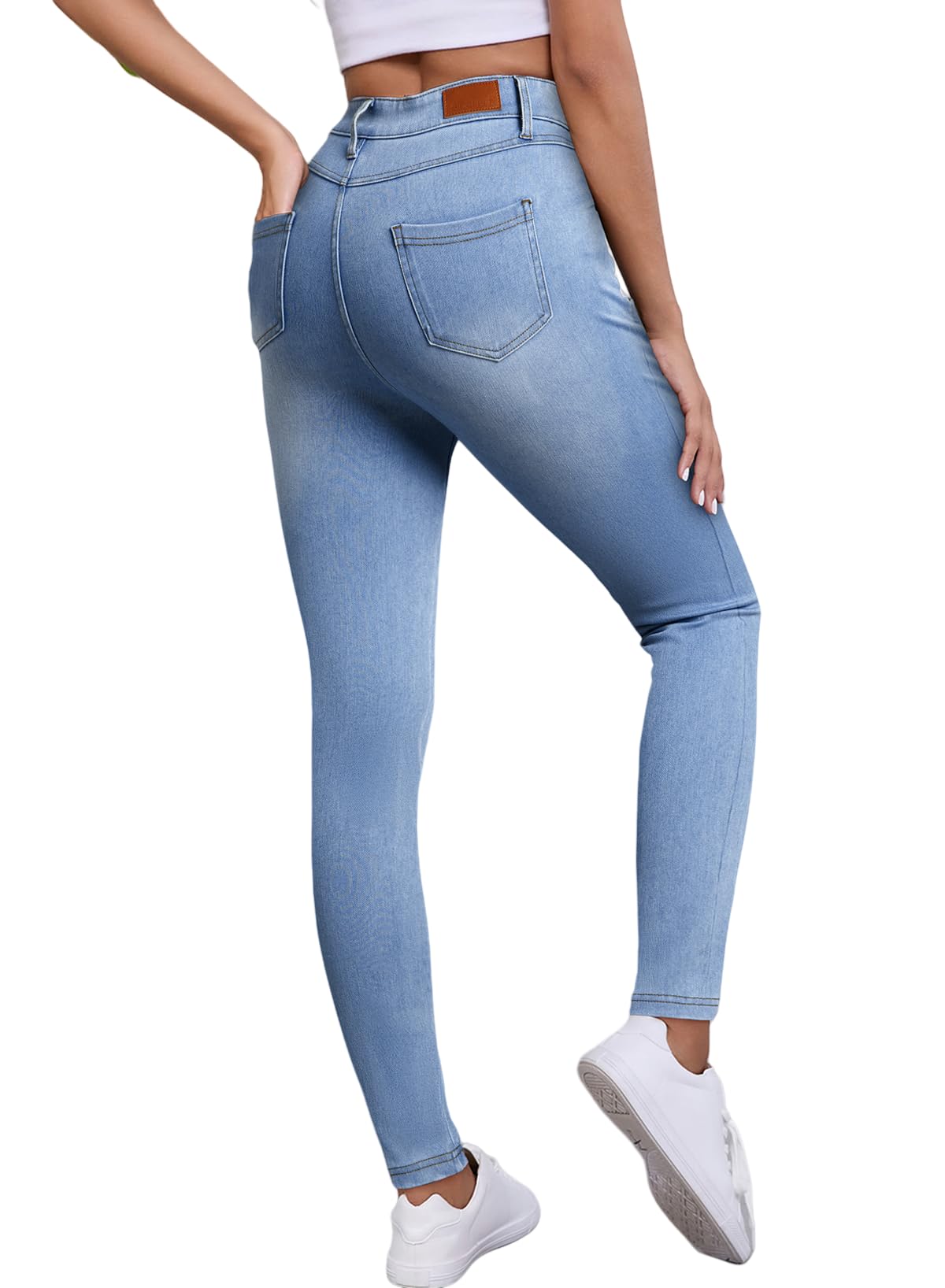 Jeggings for Women High Waisted Tummy Control Skinny Jeans Stretchy Butt Lifting Knit Denim Pants