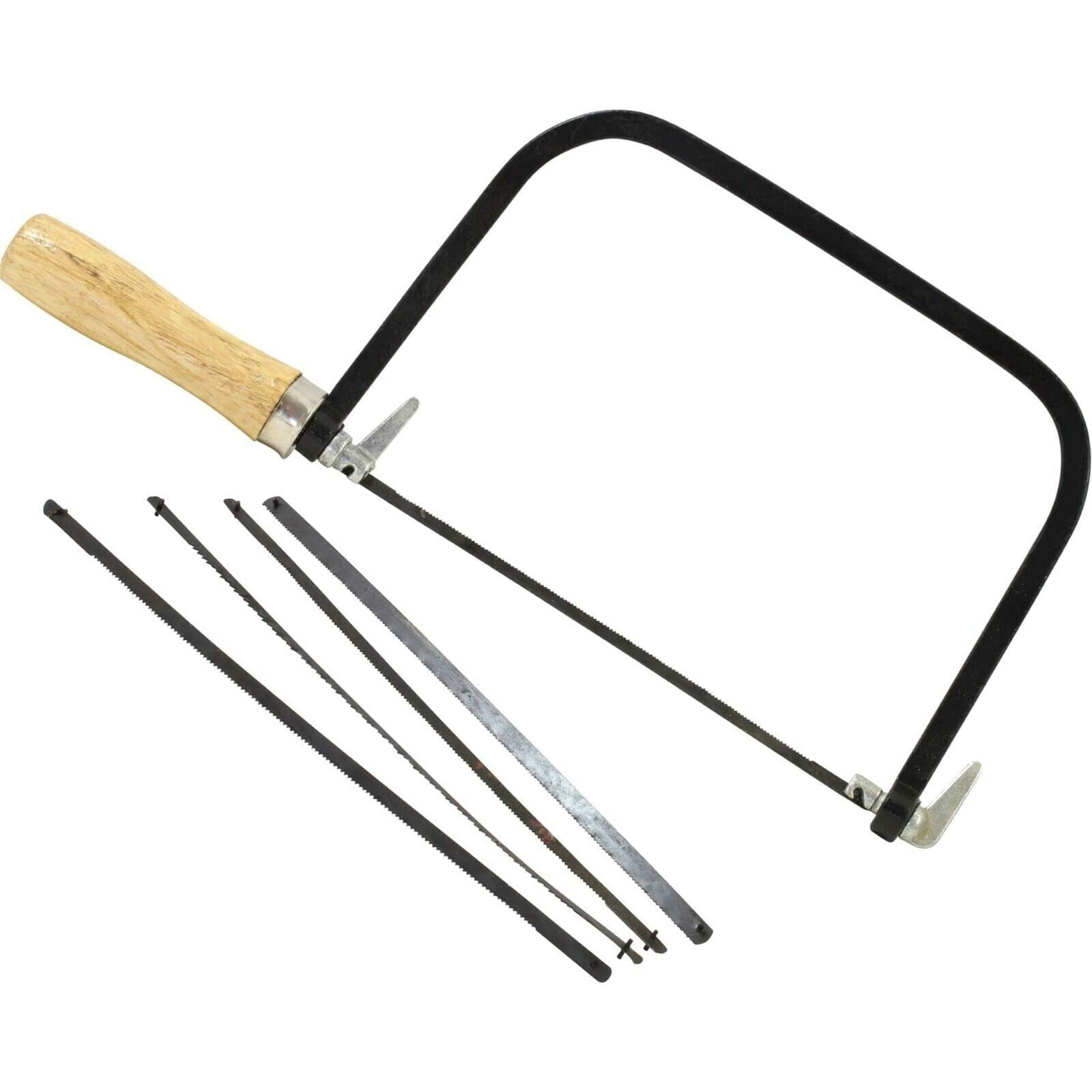 Masterpart Black Coping Fret Saw Wooden Handle Steel Metal Frame 5 Blades 32 Tpi 24 Tpi 18 Tpi