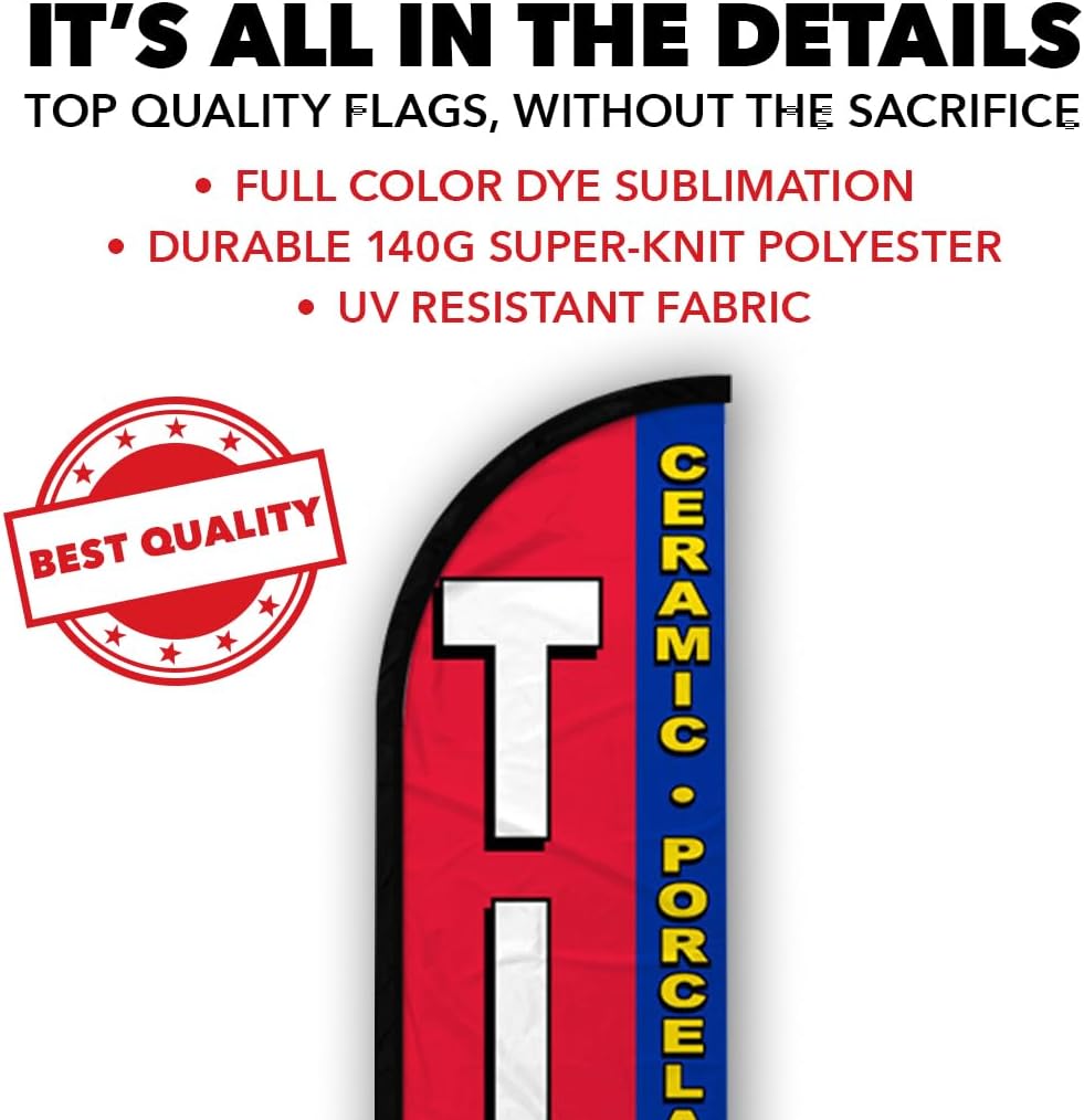 Tile Windless Banner Advertising Flag - Perfect for Flooring Stores, Hardware Stores, Home Improvement