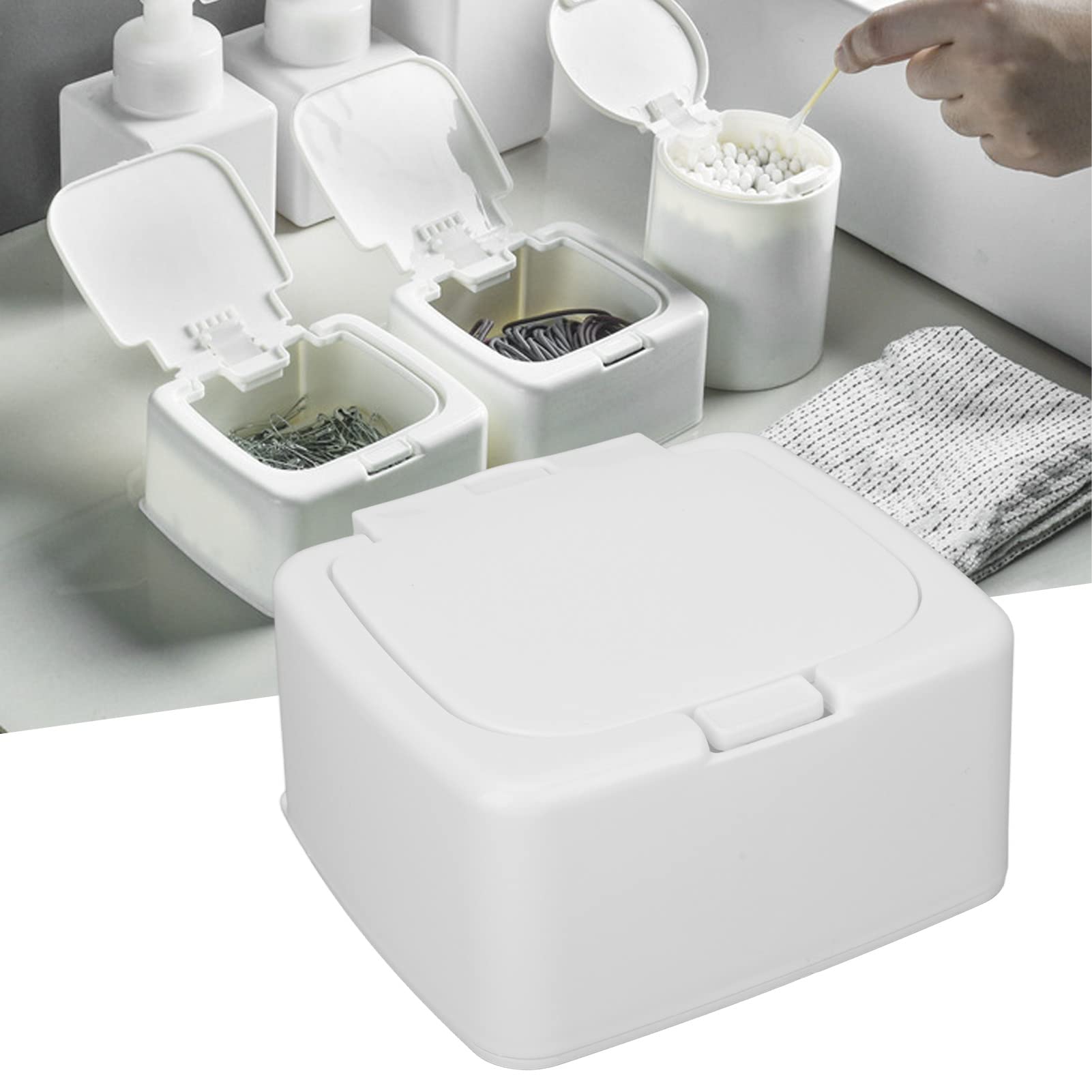 Pasamer Wattestäbchen Behälter, Wattepads Aufbewahrung, Wattepad-Behälter, Haushaltsrautenform leichte Wattepad-Aufbewahrungsbox Haargummi Organizer Wattepads Behälter für die Reise Kosmetik