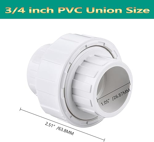 Miniatura 2 de Montaje de tubería de unión de PVC de 34", adaptador de PVC (enchufe x zócalo), Programa 40 de unión deslizante de PVC de 1 pulgada, junta tórica