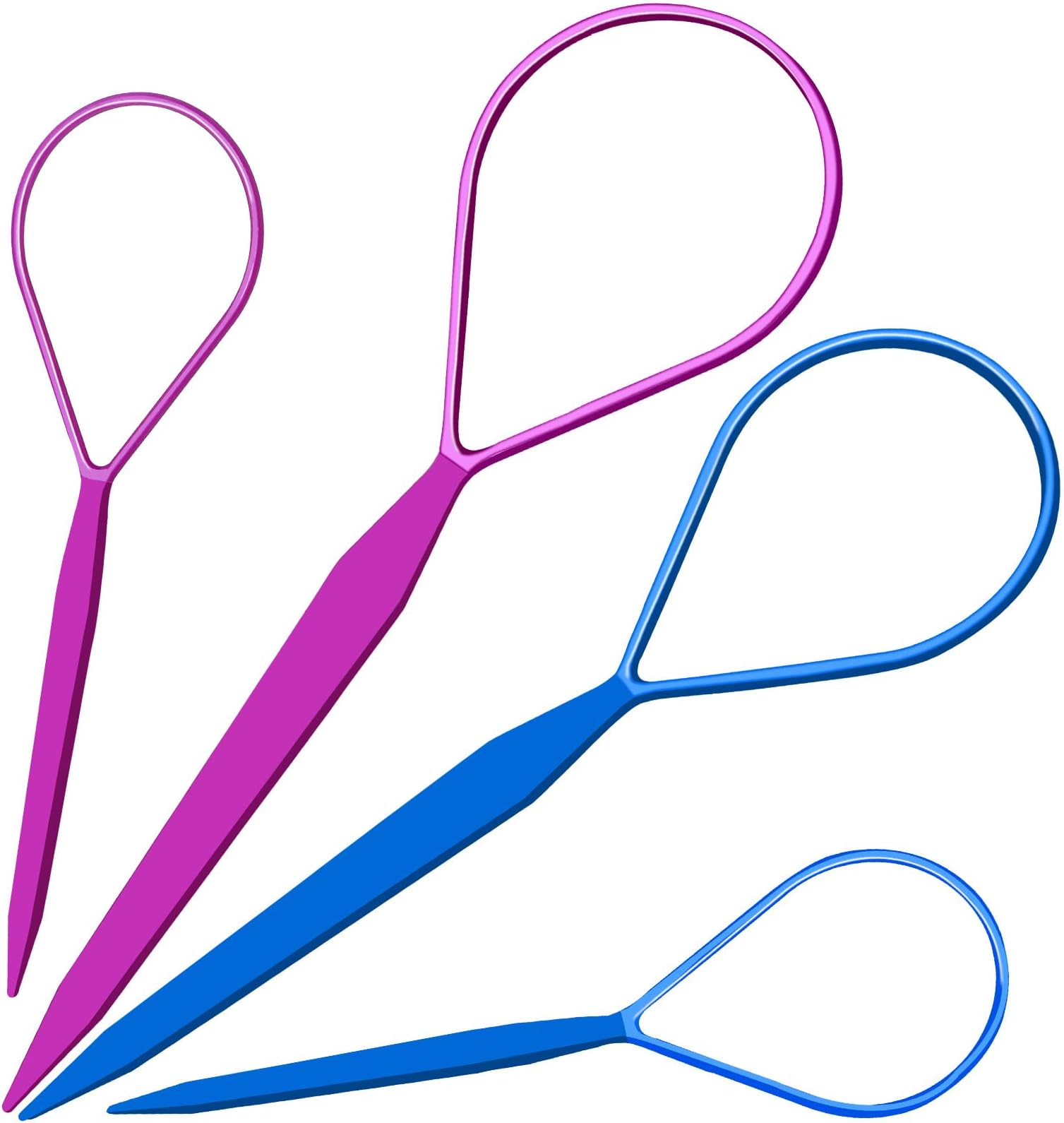 Teenitor 4pcs Pony Hair Tail Accessories, 2 Pairs French Braiding Tool, Turvy Styling Tool for Women Girls, Ponytail Pull Through Tool Purple/Blue