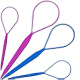 Teenitor 4pcs Pony Hair Tail Accessories, 2 Pairs French Braiding Tool, Turvy Styling Tool for Women Girls, Ponytail Pull Through Tool Purple/Blue