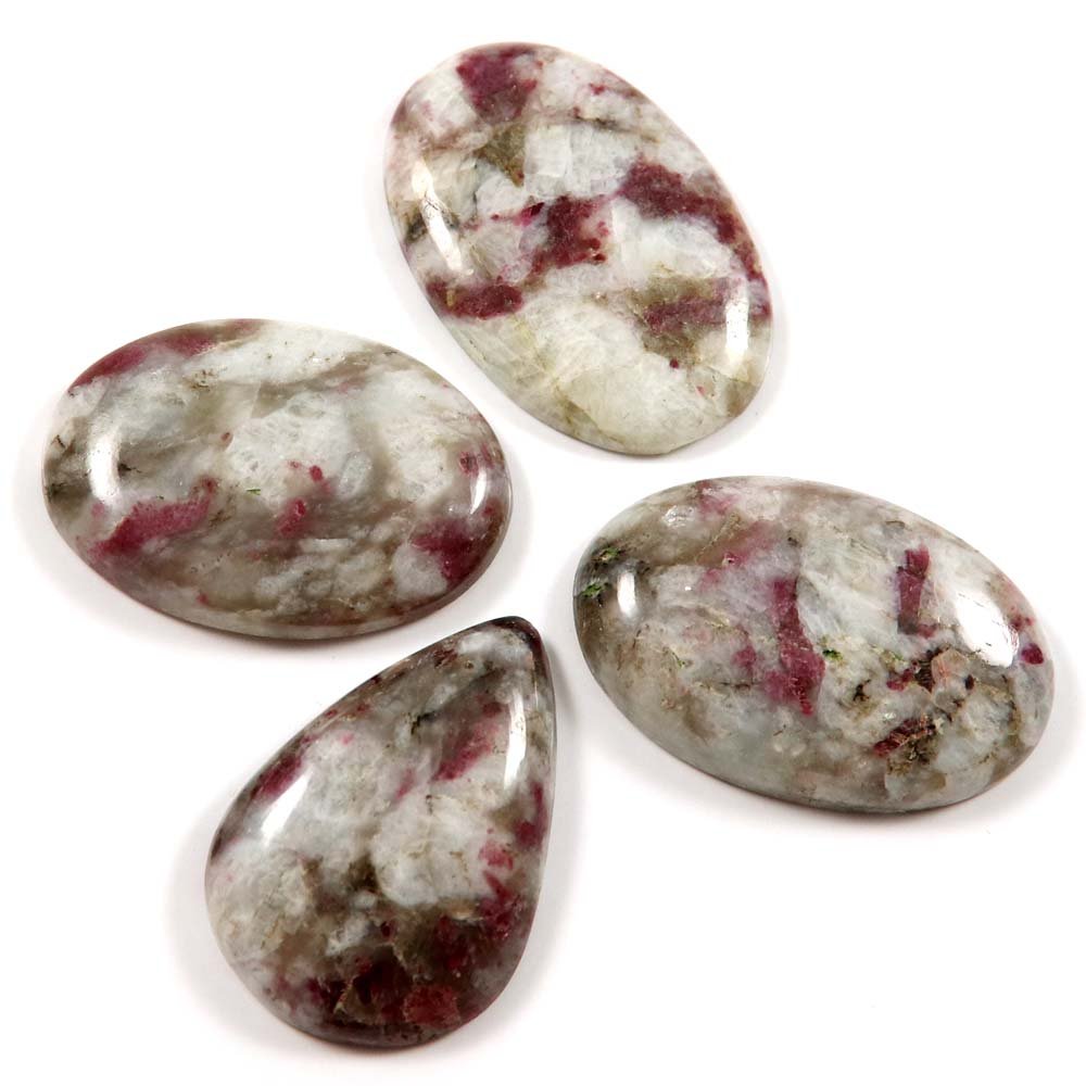 Goyal Exports 127.95 cts Natural Matrix Pink Tourmaline Gemstone Oval Loose Cabochon 4 Pcs Lot