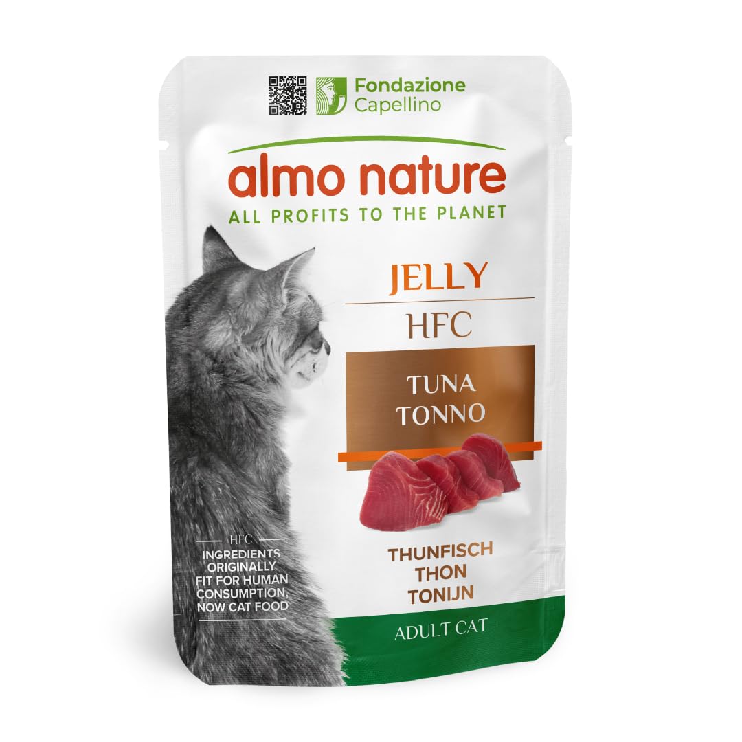 Almo Nature HFC Jelly – Nourriture Humide pour Chats Adultes – Thon – 55 g, Lot de 24 Sachets