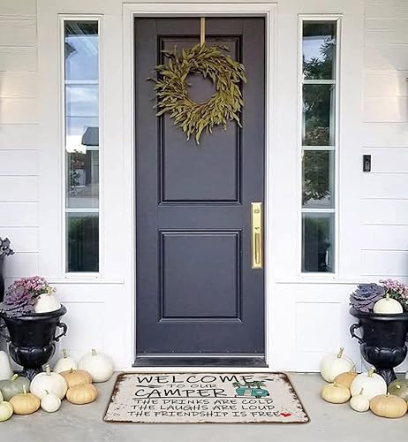 Miniatura 4 de TopXmai Felpudo de bienvenida para campamento, divertido regalo para vibraciones de verano, tapete decorativo para fiestas de amigos, camping,