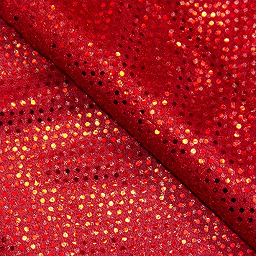 Tissu à paillettes brillantes - 112 cm de large - Rouge - Au mètre